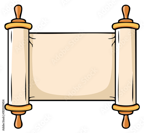 Blank ancient parchment scroll with decorative wooden handles for your text vector illustration
