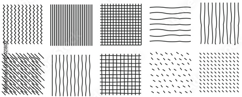 Seamless pattern with line doodles and confetti