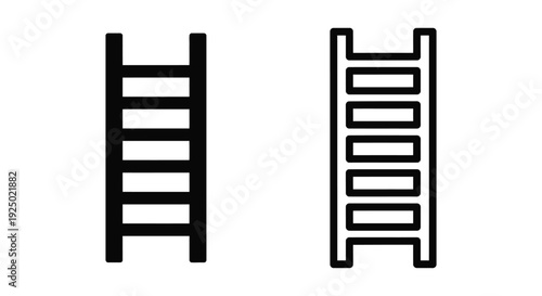 Two simple black ladder icons with differing rung designs