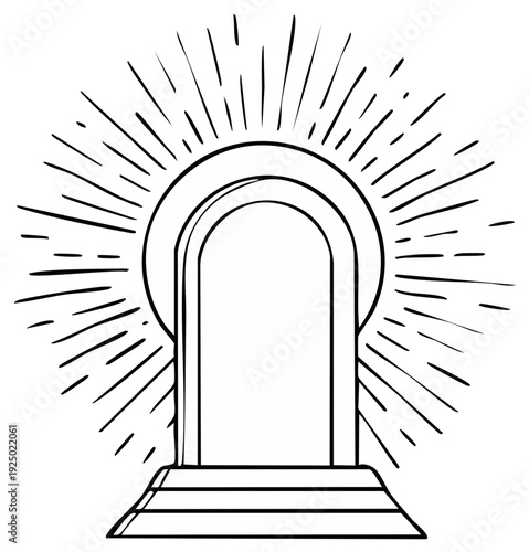 Abstract illustration of portal with emanating rays of light