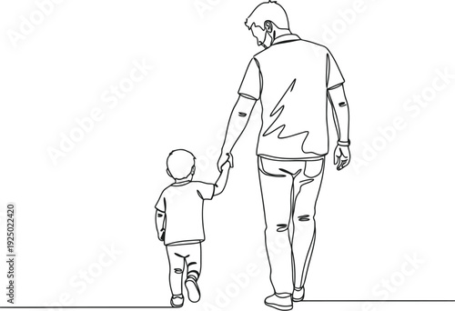 Wallpaper Mural Father and child holding hands in a simple line art drawing Torontodigital.ca