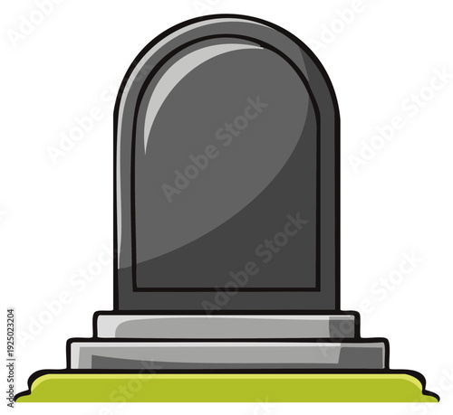 Gravestone vector illustration. Tombstone drawing of cemetery marker in graphic style for obituary art