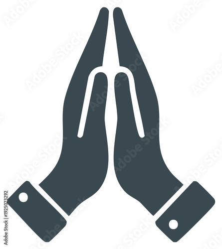 Icon of praying hands with folded fingers together in supplication or worship gesture