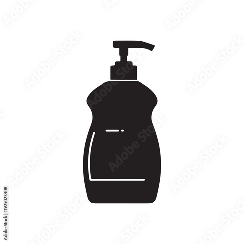 Black soap dispenser bottle with pump on white background  hand sanitizer  hygiene product