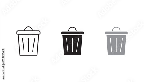 Minimal closed trash can icon in clean outline style. Editable stroke vector illustration suitable for delete function, waste disposal, cleaning services, UI design, mobile apps, and web interfaces. S