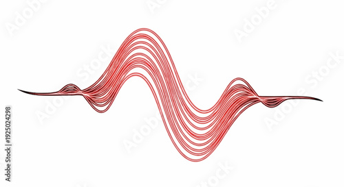A rhythmic wave pattern in shades of red, with subtle black outlines