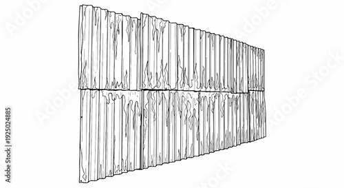 Stylized vertical wooden planks, rendered with bold black outlines on white