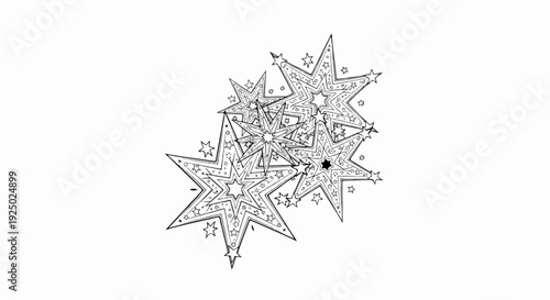 A cluster of decorative stars, outlined in black, scattered across a white background