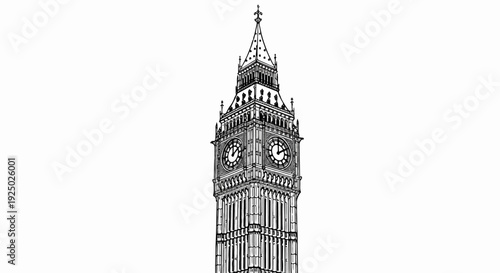 Iconic clock tower structure with pointed roof and detailed masonry