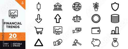 Financial Trends Editable Icons Set