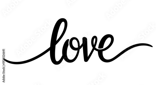 A simple yet elegant black cursive love text on a white background