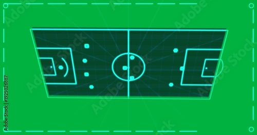 Black fading cyan holo pitch rising grid forming lines tracing passes for tactics on transparent bg
