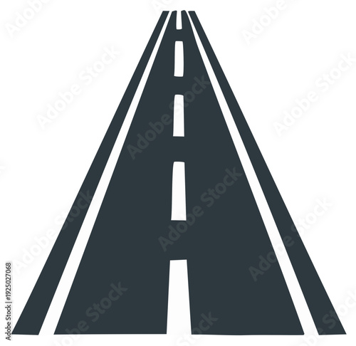 Road illustration from high angle with white lines and road markings