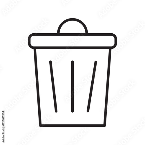 Minimal closed trash can icon in clean outline style. Editable stroke vector illustration suitable for delete function, waste disposal, cleaning services, UI design, mobile apps, and web interfaces. S