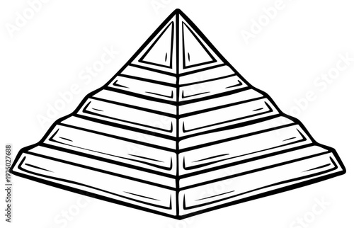 Hand-drawn pyramid with steps illustration for coloring pages or educational materials