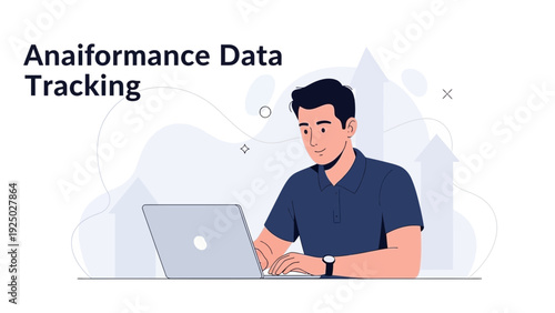 Man Tracking Data on Laptop, Business Growth Analytics and Performance Tracking