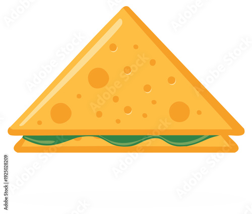 Delicious triangle sandwich with yellow bread and green filling illustration