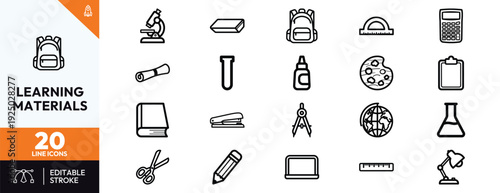 Education Icons Set for Learning Materials