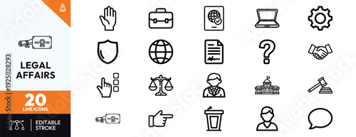 Legal Affairs Icons Set for Business