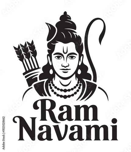 Lord Rama Portrait with Bow and Arrows on Ram Navami