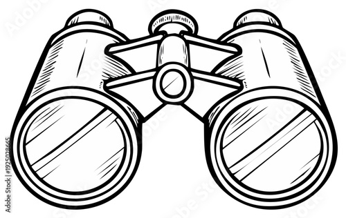 Vintage Binoculars Outline Drawing Illustration