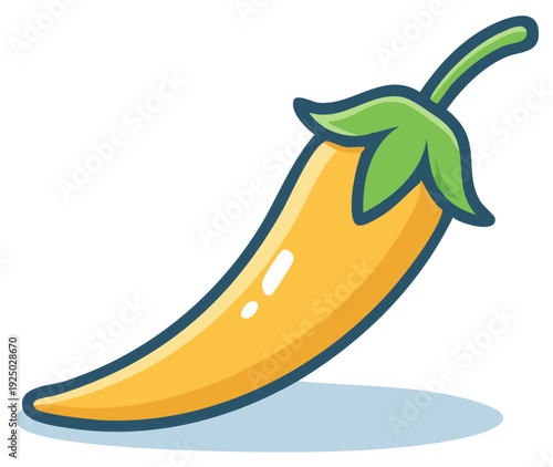 Vibrant Yellow Chili Pepper Illustration Vector Icon Fresh Vegetable Food Ingredient Spicy Cooking Culinary