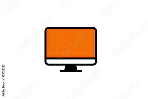 Simple illustration of a computer monitor with orange screen and black outline on white