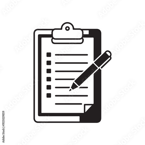 Clipboard with paper and pencil for writing and checking lists  office and business concept