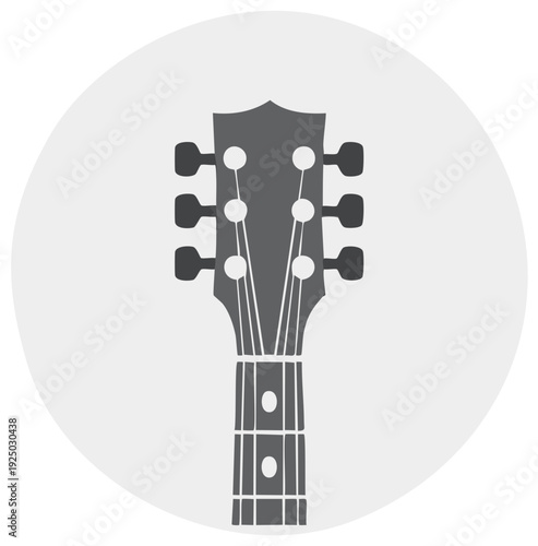 Stylized Icon of a Six String Guitar Headstock and Neck