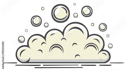 Fluffy White Bubbles Illustration for Cleaning or Cosmetic Themes