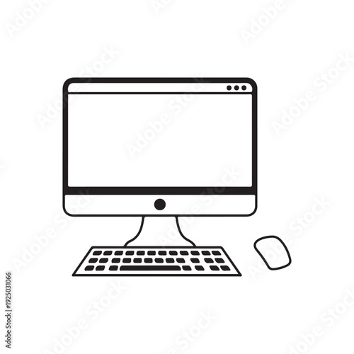 Computer monitor with keyboard and mouse  office workspace equipment  technology and communication tools
