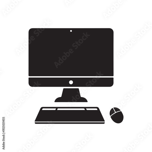 Computer monitor with keyboard and mouse on white background  office equipment  technology  workspace  computer  desktop  monitor  keyboard  mouse  computer accessories