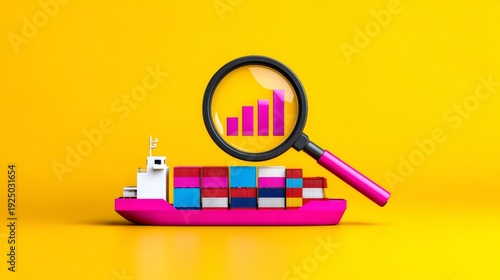 Wallpaper Mural Compliance Audit of Export Operations with Magnifying Glass Examining Cargo Manifest and Digital Charts on Clean Business Background - Flat Design Illustration Torontodigital.ca