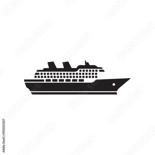 Cruise ship silhouette icon for travel and tourism  large passenger vessel for ocean voyages and vacations