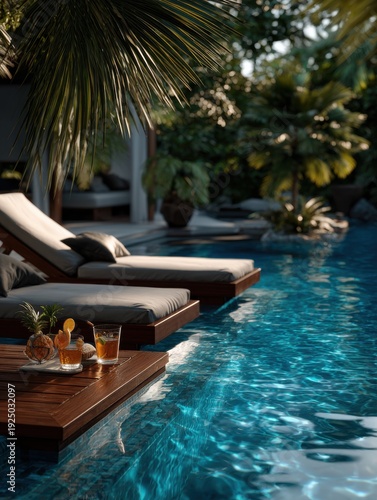 A serene poolside relaxation