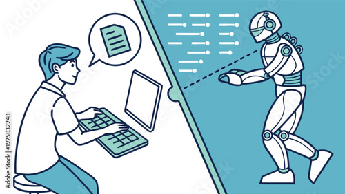 Human Professional and Collaborative Robot (Cobot) Working Together in Modern Industrial Workspace