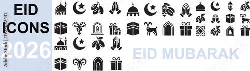 eid mubarak icons set 