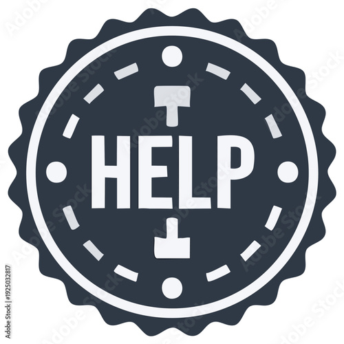 Help Badge Icon for Assistance and Support Services