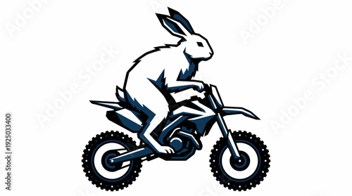 Illustration of a rabbit riding a motorbike, symbolizing speed and agility