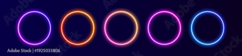 Radiant neon rings with intense glow and vivid colors. Light effects add depth and energy. Ideal for digital design vector