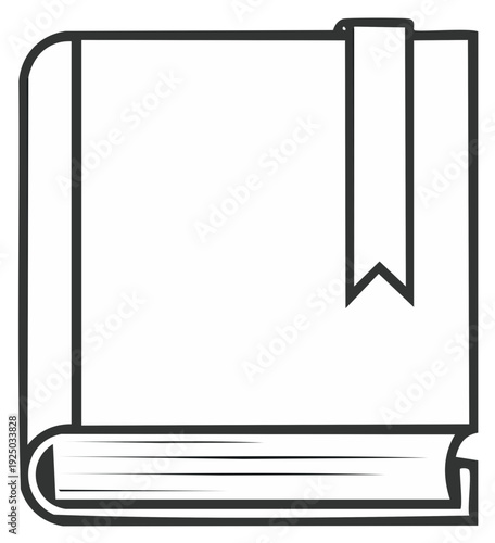 Book icon with bookmark isolated vector illustration. Education outline symbol, reading concept and literature.