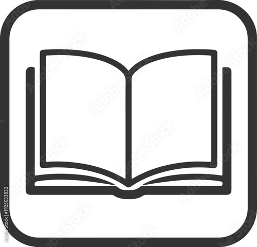 Open Book Icon – Minimalist Black and White Reading Symbol for Education, Literature, Library, and Instructional Content