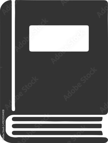 Minimalist Hardcover Book Icon Illustration - Black and White Journal, Notebook, or Encyclopedia Symbol for Education, Publishing, and Literature Design