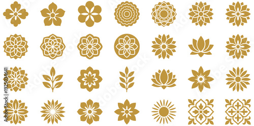 Floral Ornament Collection: A captivating arrangement of intricate floral ornaments, showcasing an array of unique shapes and designs, each radiating elegance.