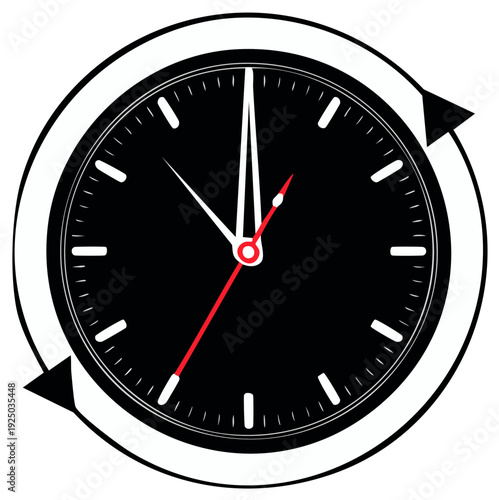 Graphic clock icon with circular arrows symbolizing the passage of time, a deadline, or a countdown
