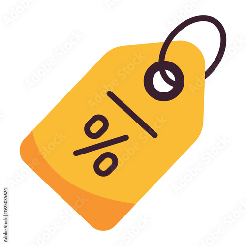 Discount Tag: A stylized discount tag showcasing a percentage symbol, perfect for conveying savings and special offers in a retail setting. 