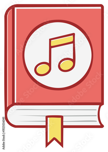 Closed Musical Book with Bookmark Vector Illustration of Music Education or Songbook