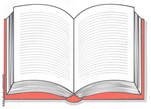 Open book lying flat with blank pages for writing and drawing creativity and education study materials for learning