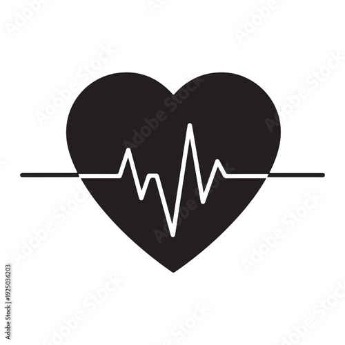 Heart with electrocardiogram line through it symbolizing health and medical care  heart rate monitor  medical icon