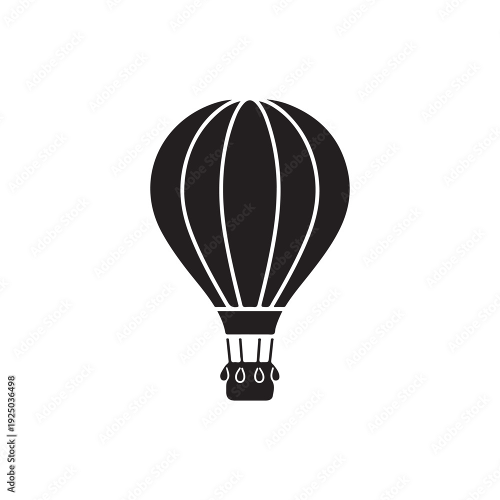Obraz premium Hot air balloon icon silhouette flying high in the sky travel adventure transportation recreational activity aerial vehicle